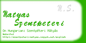 matyas szentpeteri business card