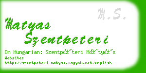 matyas szentpeteri business card